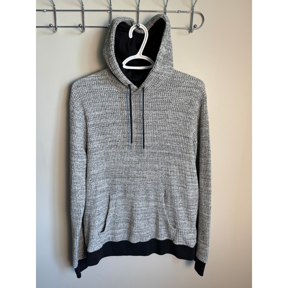 Old Navy Men Heather Grey Long Sleeve M Waffle Knit Thermal Hoodie Casual Preppy